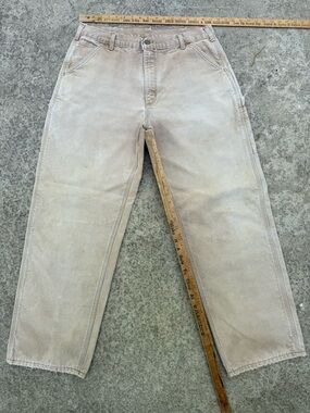 Vintage 90’s Men’s Carhartt B11 Original Fit Washed Dungarees Flannel Line Sz 34